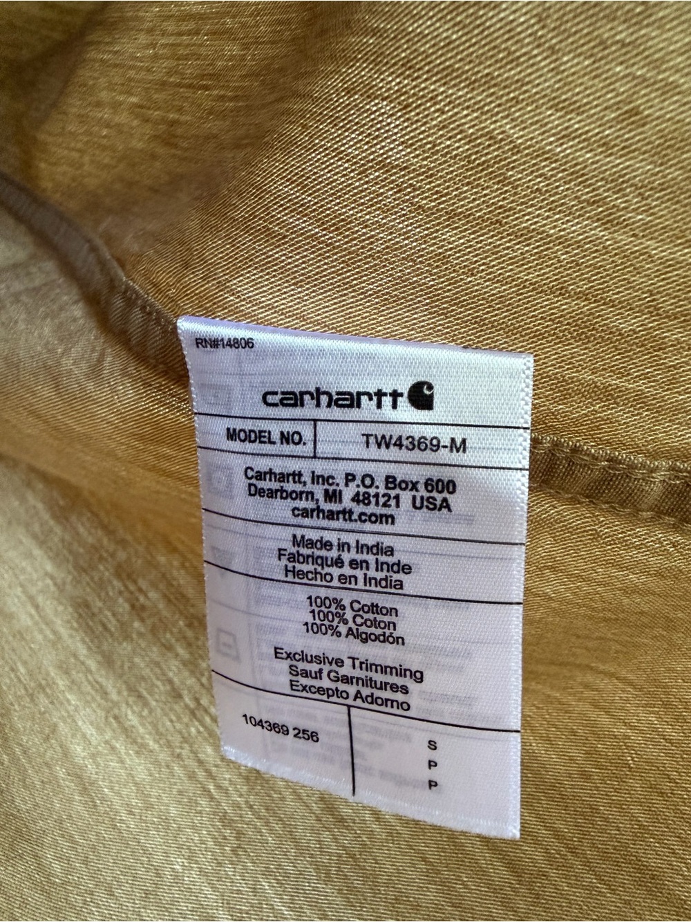 Sz S Carhartt Mens Button-Down Shirt in dark Tan chambray.. like new condition - Picture 4 of 13